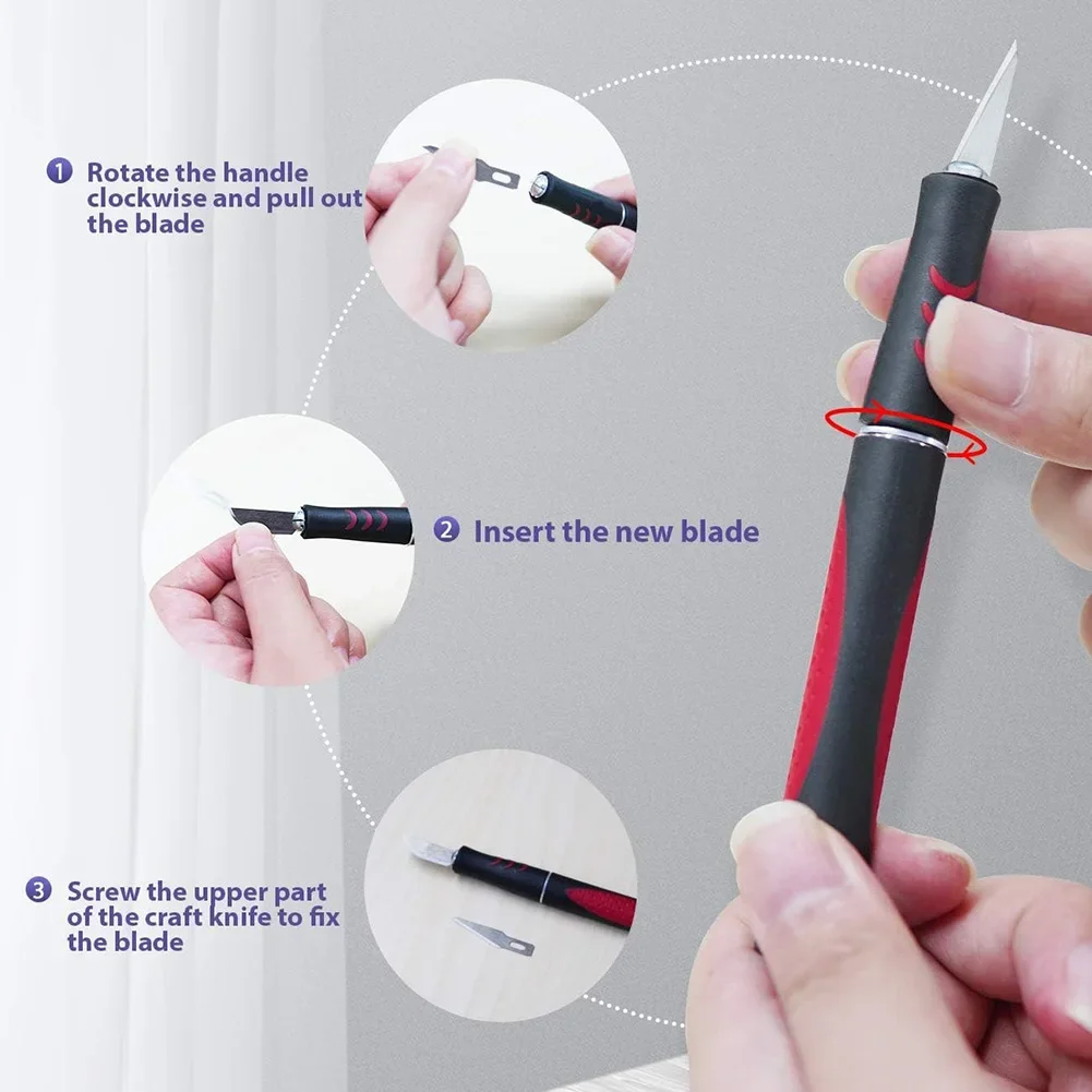 18Pcs Craft Knife Anti-Slip Handle Hobby Knife SK5 Steel Blades Engraving Tool Scalpel Craft Set for Artwork Cutting Cork