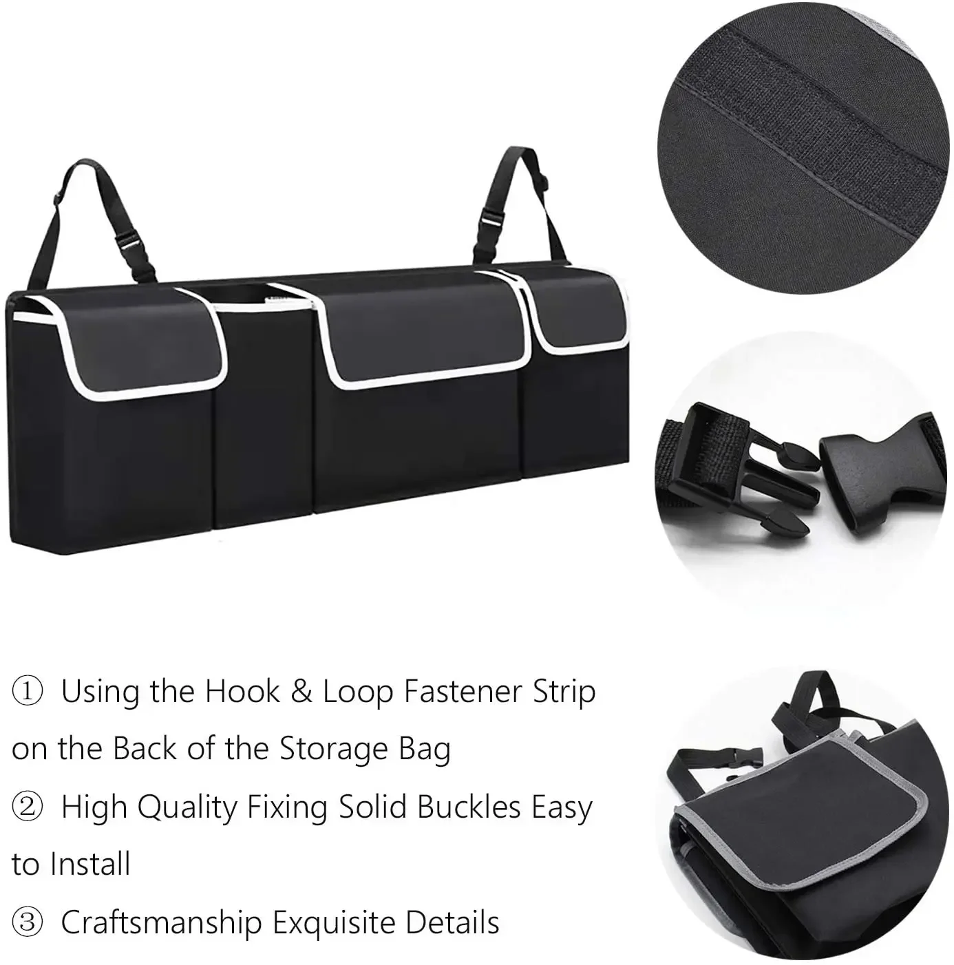 

NEW Car Trunk Organizer Adjustable Hanging Backseat Storage Bag High Capacity Multi-use Oxford Automobile Seat Back Organizers