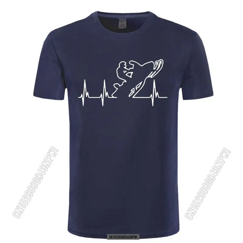 

Heartbeat Snowmobile Print T Shirt Men August Funny T-Shirt Men Causal Cotton Tees Sporting Tops Printed Tops Tee