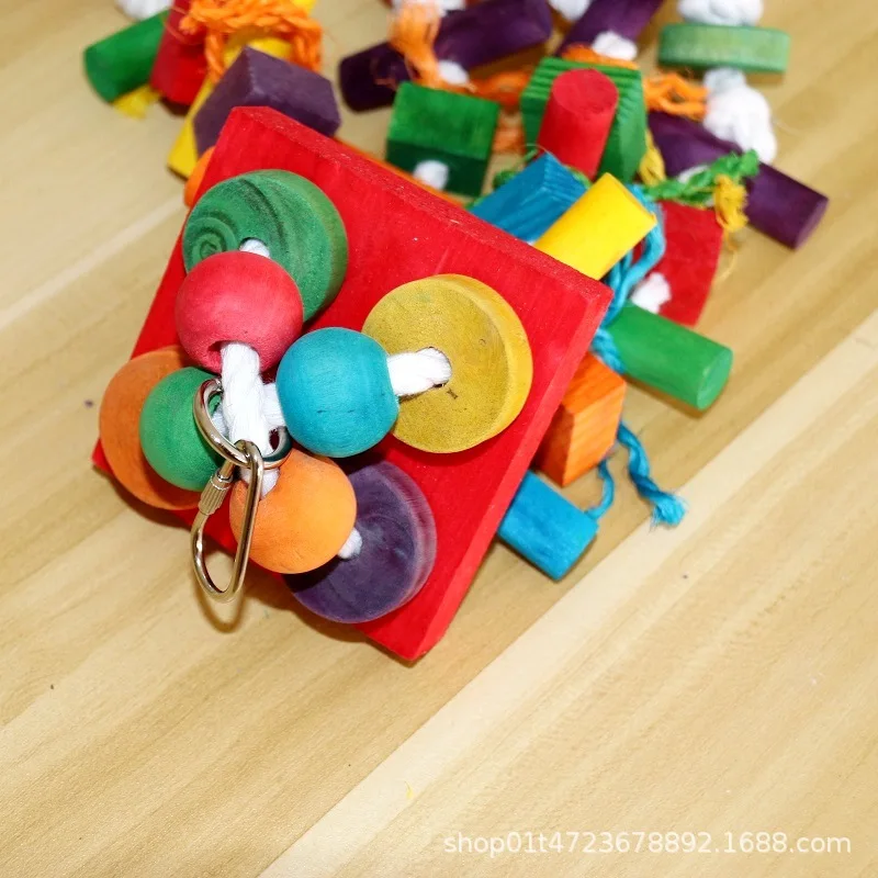 Parrot toy Colorful wooden bird supplies Unique shape Diverse ways to play Complete variety Large parrot bite bird toys