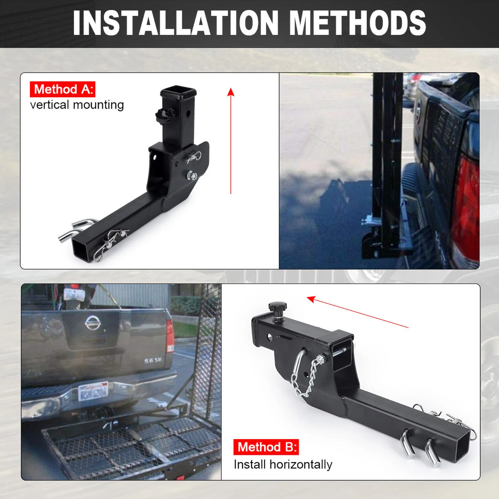 Verstelbare trekhaak Fold Trailer Attachment Rod 2-Inch 500 Lbs