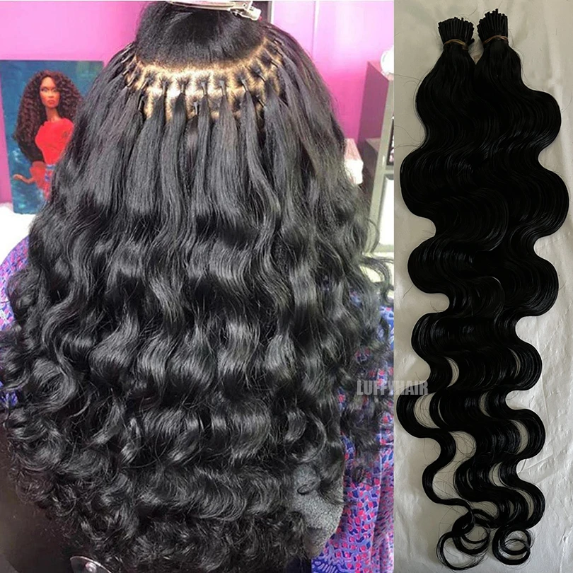 Long 30inch 100 Strand Body Wave Microlinks I Tip Hair Extensions