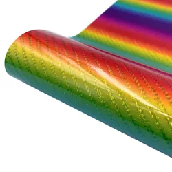 Holographic Glitter Craft Vinyl Film Sheet - Multi - Color Adhesive - 12in x 10in(30x25cm) (Twill Rainbow)