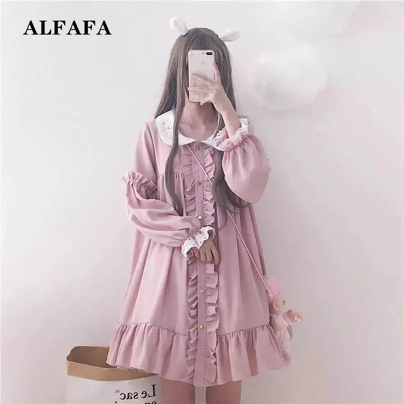 L’EST ROSE　重ね着風　姫ロリ　ゴスロリ　y2k coquette Gothic Lolita Jsk Dress Women Vintage Harajuku Rose