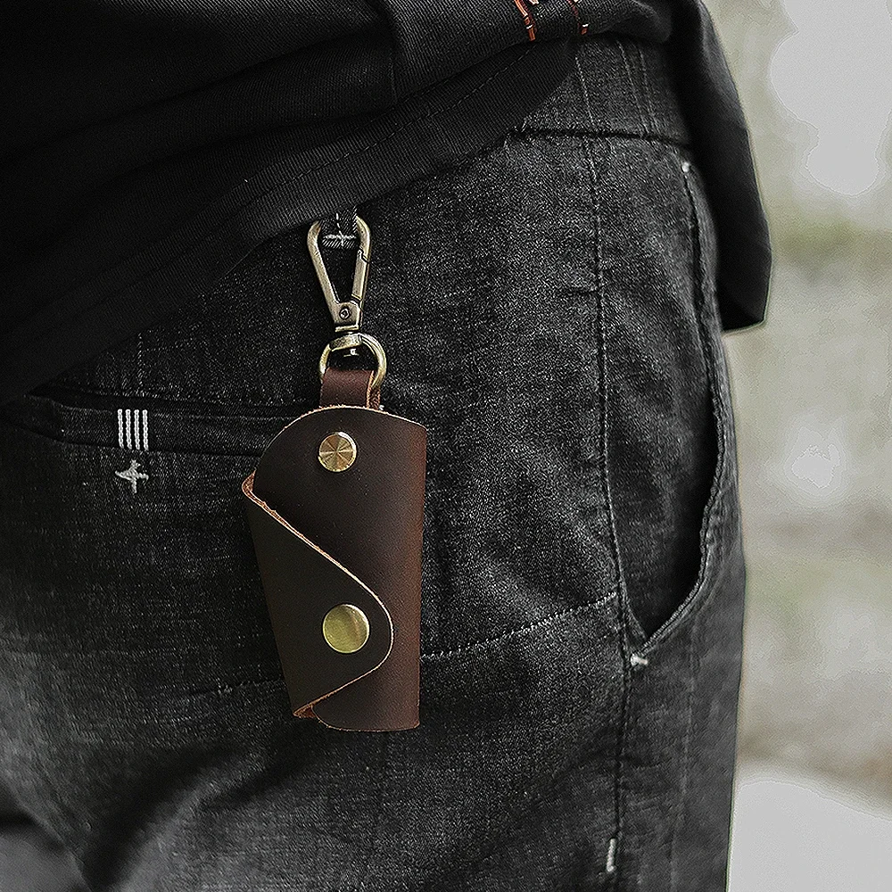 Genuine Leather Personalized Portable Mini- Key Package Fashion Creative Waist Hanging Key Bag Keychain Pouch Wallet