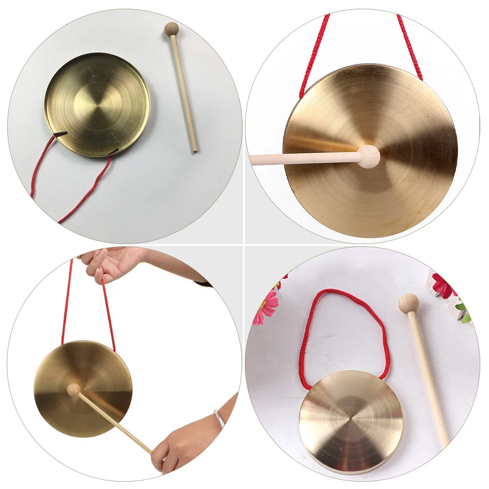 1 Set Mini Copper Gong Hand Percussion Instrument Creative Music Toy for Festival Party Opera Copper Gong Drum Resonant Loud
