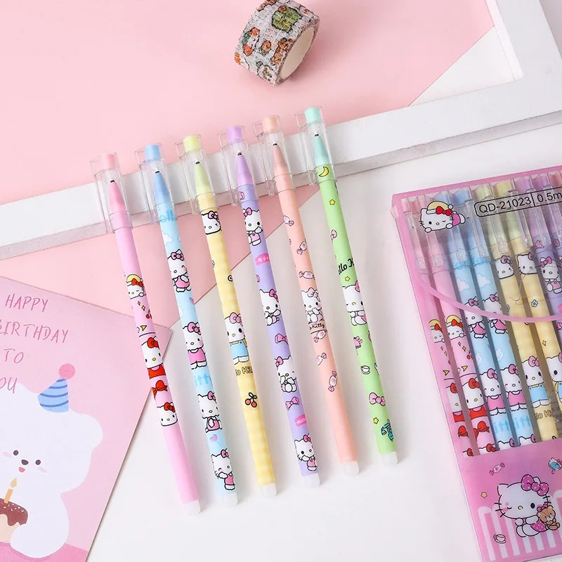 6/12pcs Sanrio Gel Pens Kawaii Hello Kitty Melody Kuromi Signature Neutral  Pen Stationery Writeing Office School Supplies Prize - AliExpress