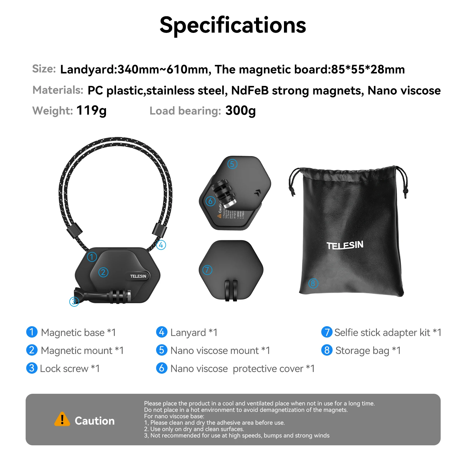 TELESIN Magnetic Neck Mount Kit with Phone Clip Vertical Adapter, POV  Selfie Necklace Holder Lanyard Strap Accessories for GoPro 12 11 10 9 8  Insta360
