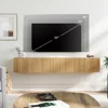 Floating TV Stand, Wall Mounted Shelf, Modern Floating Entertainment Center with 3 Fluted Flip-Down Doors, 70" Large Stor 2