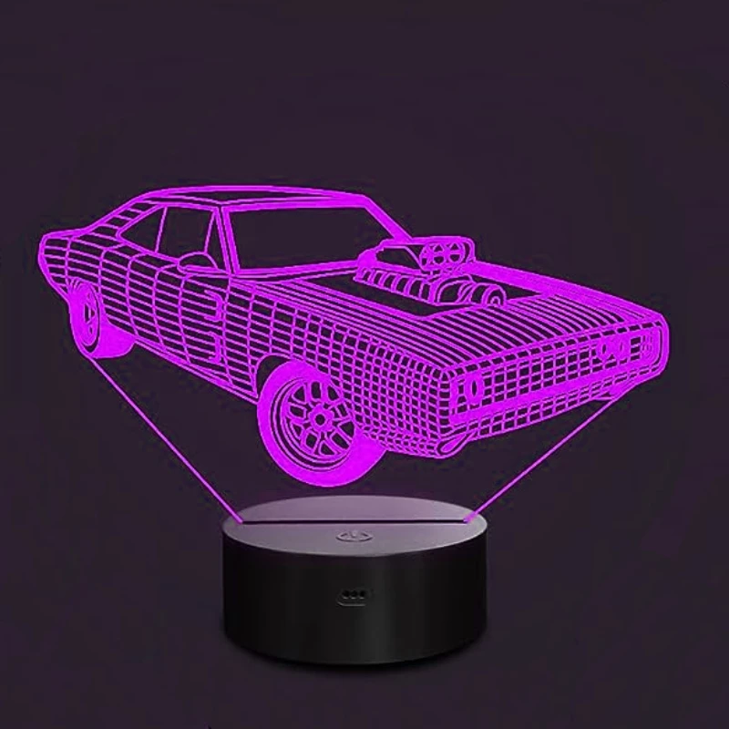 Nighdn Muscle Car LED Night Light per bambini camera da letto decori 7 lampada da tavolo cambia colore regalo di natale di compleanno per uomo ragazzi