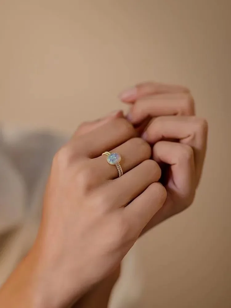 Fashionable High Quality Opal Rings for Women Vintage Colored Couple Ring Creative Radiant Engagement Banquet Jewelry Opening Fashionable High Quality Opal Rings for Women Vintage Colored Couple Ring Creative Radiant Engagement Banquet Jewelry Opening