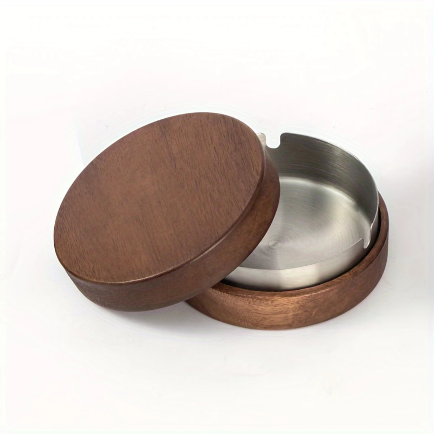 Walnut Wood Ashtray with Lid-Vintage Style, Anti-Fly Design for Office, Hotel Use Weed smoking accessories Cigar ashtray