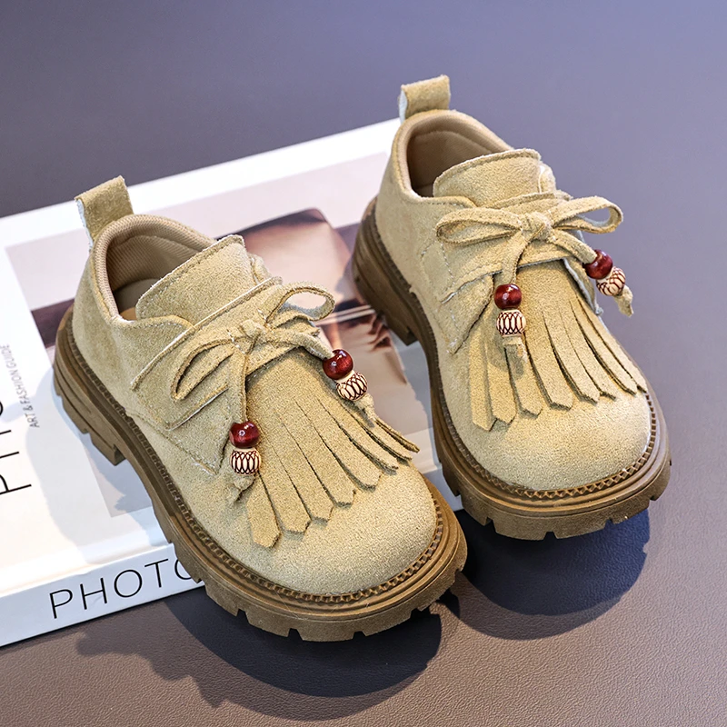 Leather Kids Mary Jane Shoes Non Slip Thick Bottom