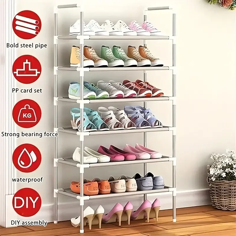 Space-Saving Multi-Layer Shoe Rack Easy Assembly Metal & Plastic Perfect For Entryway Hallway Bedroom Living Room shoe rack shoe organizer
