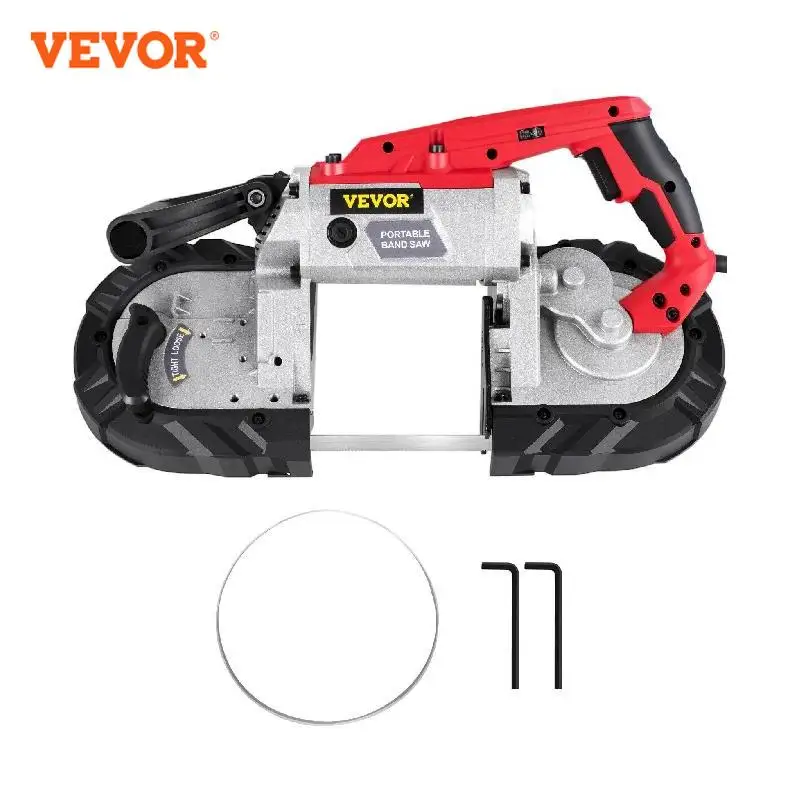 VEVOR Portable BandSaw 5Inch Cutting Capacity Cordless Variable Speed 10Amp  Motor Deep Cut Bandsaw for Metal Wood Pipes Rebar