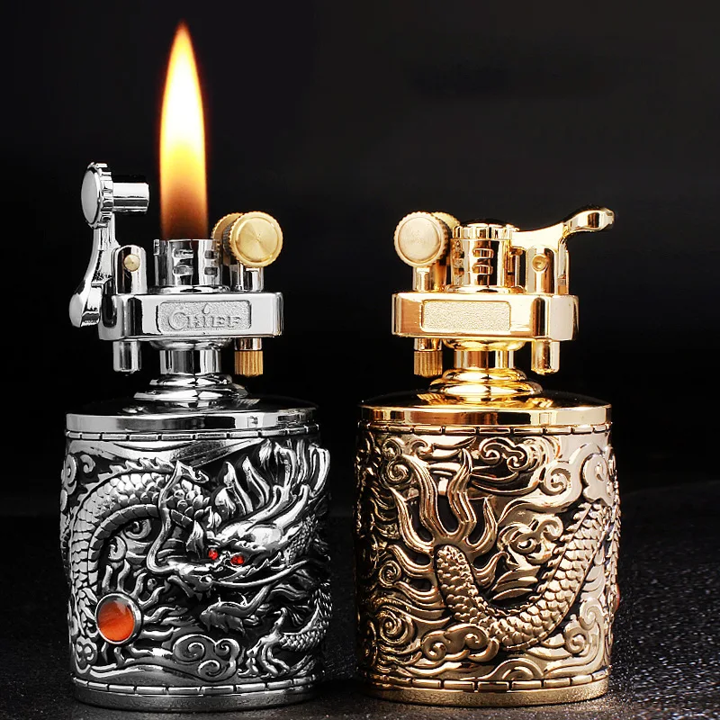 Lucky Dragon Cool Pattern Leather Lighter Retro Men's Personality