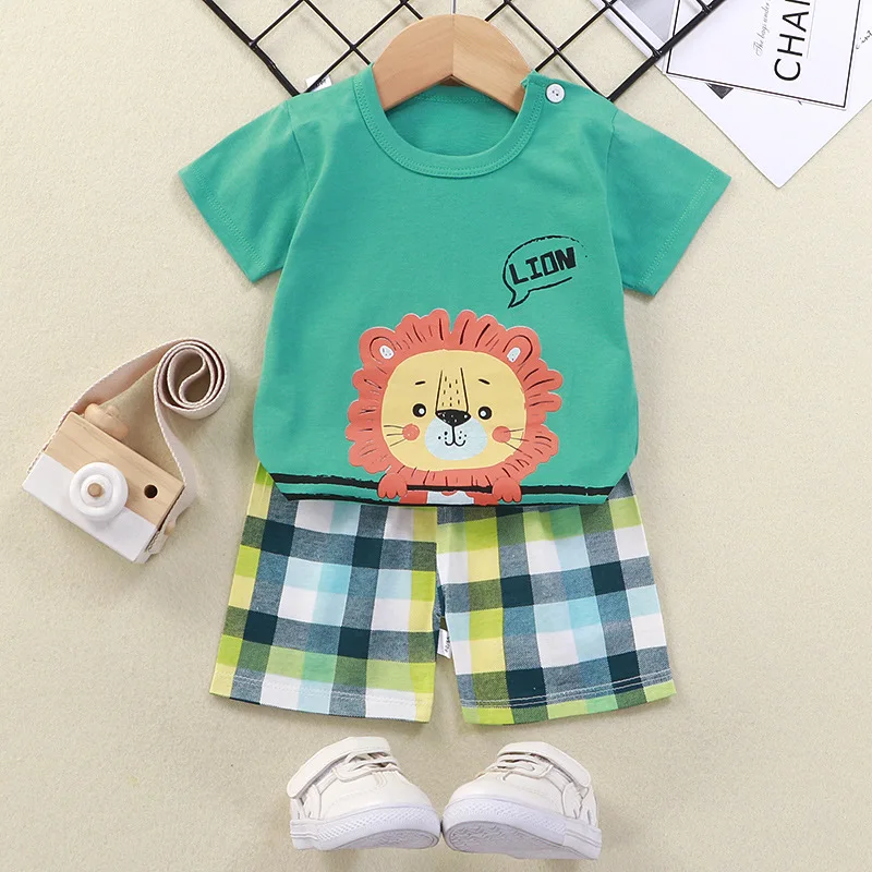 

Summer Baby Boys Girls Cartoon T Shirt + Shorts Set Clothes Kids Cute Cartoon Children Pajamas Girls Clothing Sets