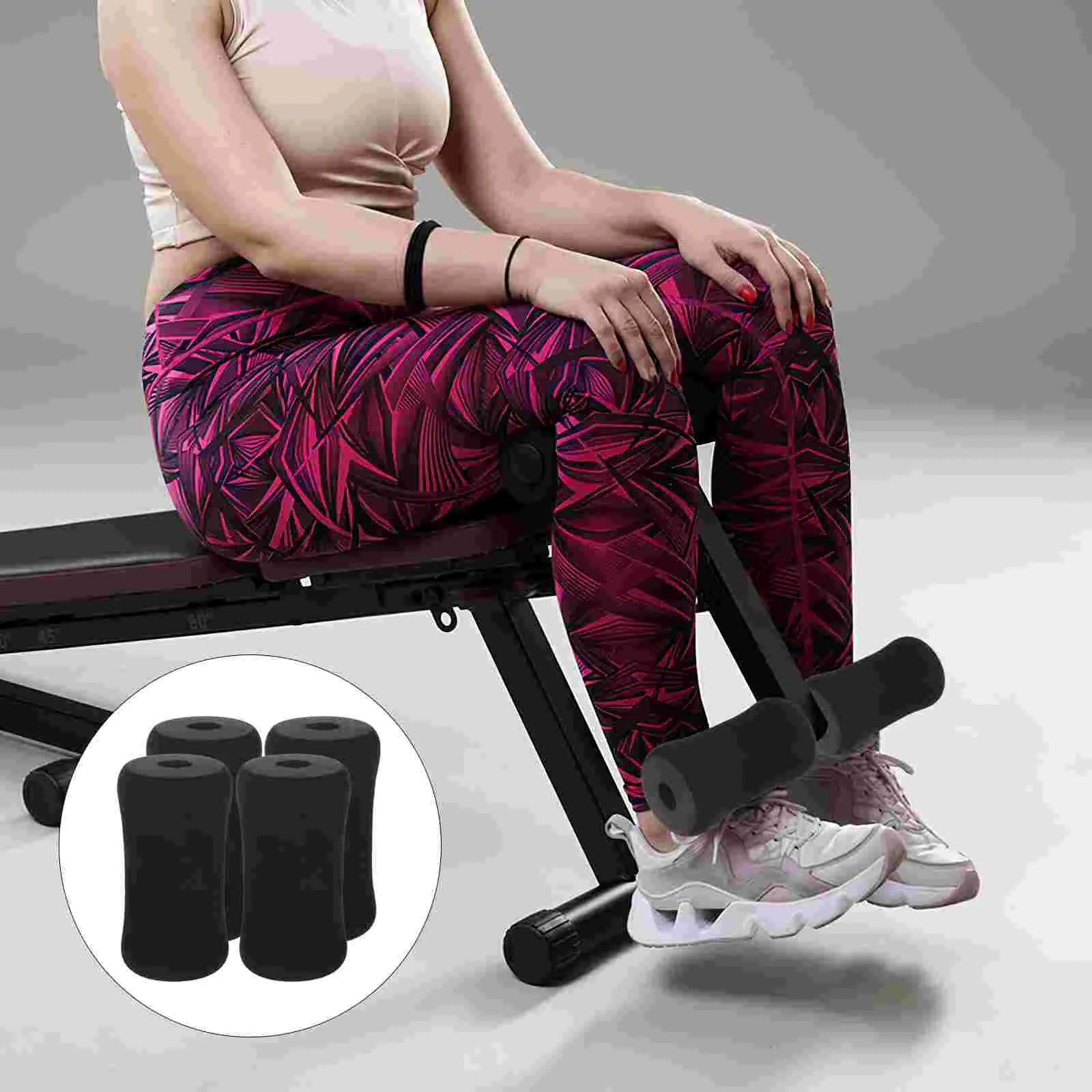 4 Pezzi Foam Foot Pads Roller Buffer Tube Cover Leg Extension Machine Cover Fitness Buffer Tube Cover
