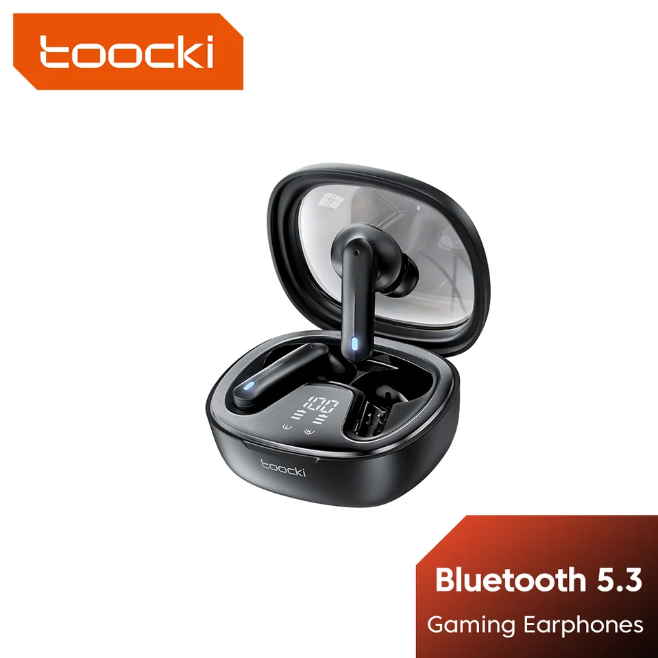 True Wireless 2 黒 Toocki V068A TWS Wireless Headphones Wireless Bluetooth 5.3 Gaming