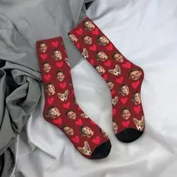 Personalized Face - Themed Expression Socks - Customized Fun Socks - One Size (Burgundy)
