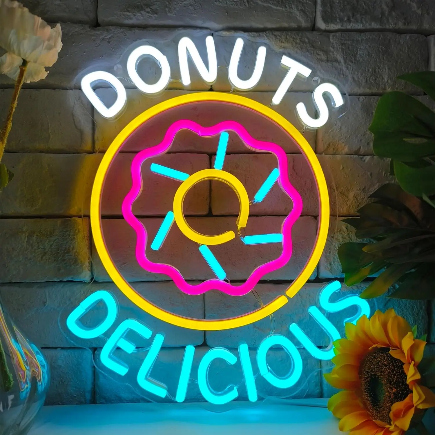 Delicious Donuts Light For Wall Decor Bakery Shop Sign Candy Shop Decor USB Powered LED Neon Business Sign For Shop