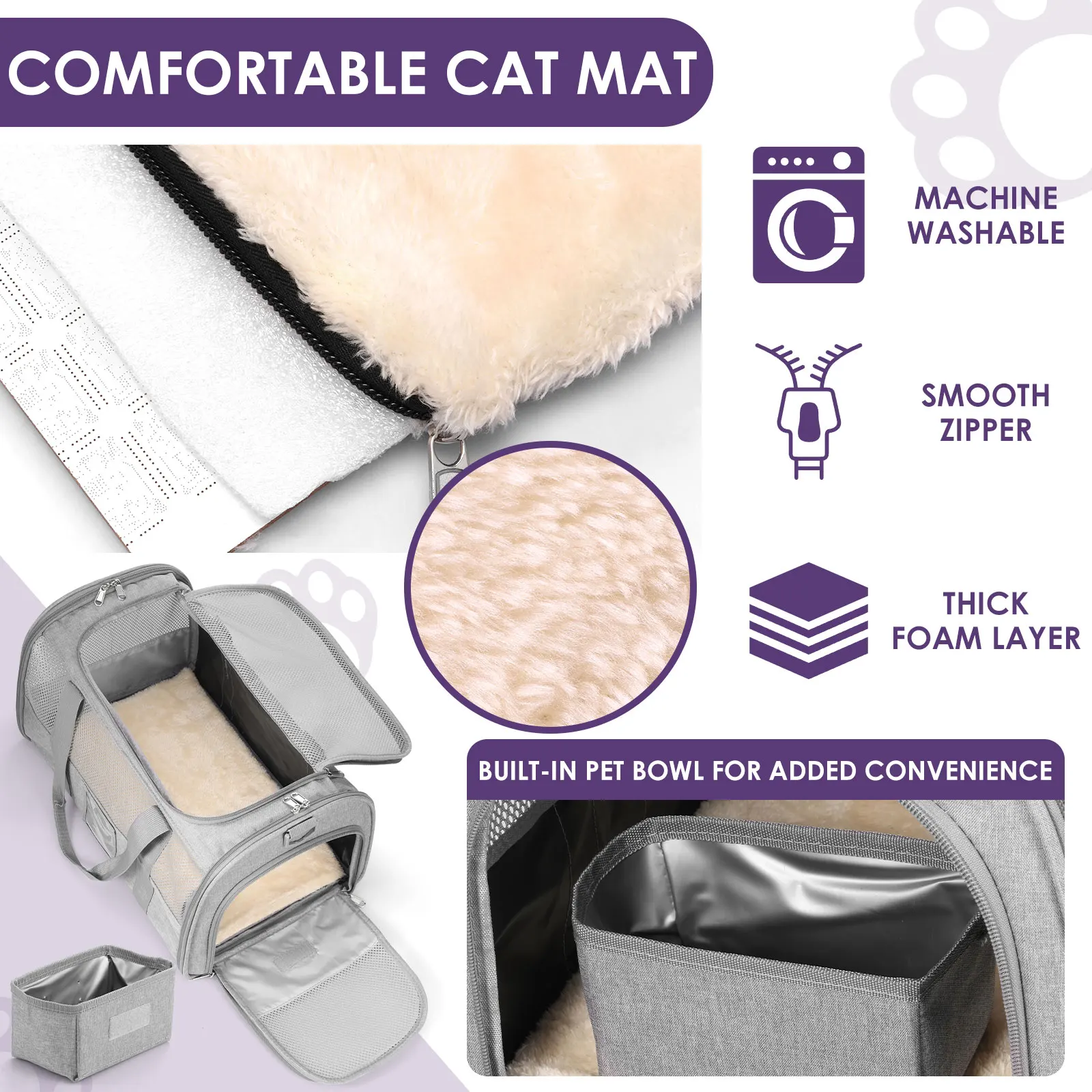 Cat Carrier Bag Oxford Cloth Foldable Pet Carrier Cage Breathable Portable Dog Crate Bag with Food Bowl Shoulder Strap