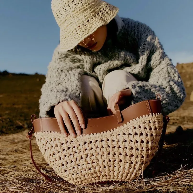 Women's Woven Top-handle Bag Large Capacity Straw Beach Handbags Simple Casual Shoulder Bags for Summer Vacation Tote Bag 2026 1