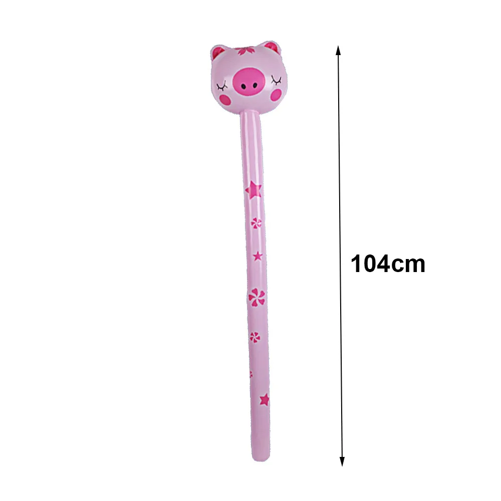 Cartoon Animal Inflatable Stick Balloon Toy - Pig, Bunny, Horse Jungle Set, Kids Birthday Gift