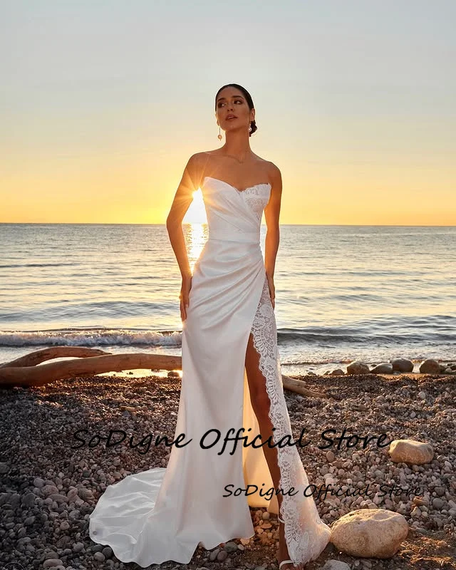 SoDigne Mermaid Satin/Lace Wedding Dress Sweetheart Sleeveless Bride Dresses Split Long Bridal Gowns Robe De Mairee Customized 10 S171694716bab4e93bf4ea4878a0a1e7al