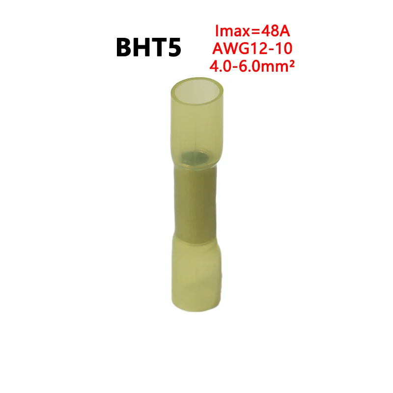 Фото Термоусадочная кабельная трубка BHT0.5 BHT1.25 BHT2 BHT5 AWG22-10, водонепроницаемая, Стыковая ОБЖИМНАЯ, медный изолированный соединитель №5