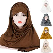 

Milk Silk Turban Hat For WomenBaotou Scarf Cap Monochrome Turban Hat Breathable Muslim Cap Ethnic Style Female Headscarf Hijab