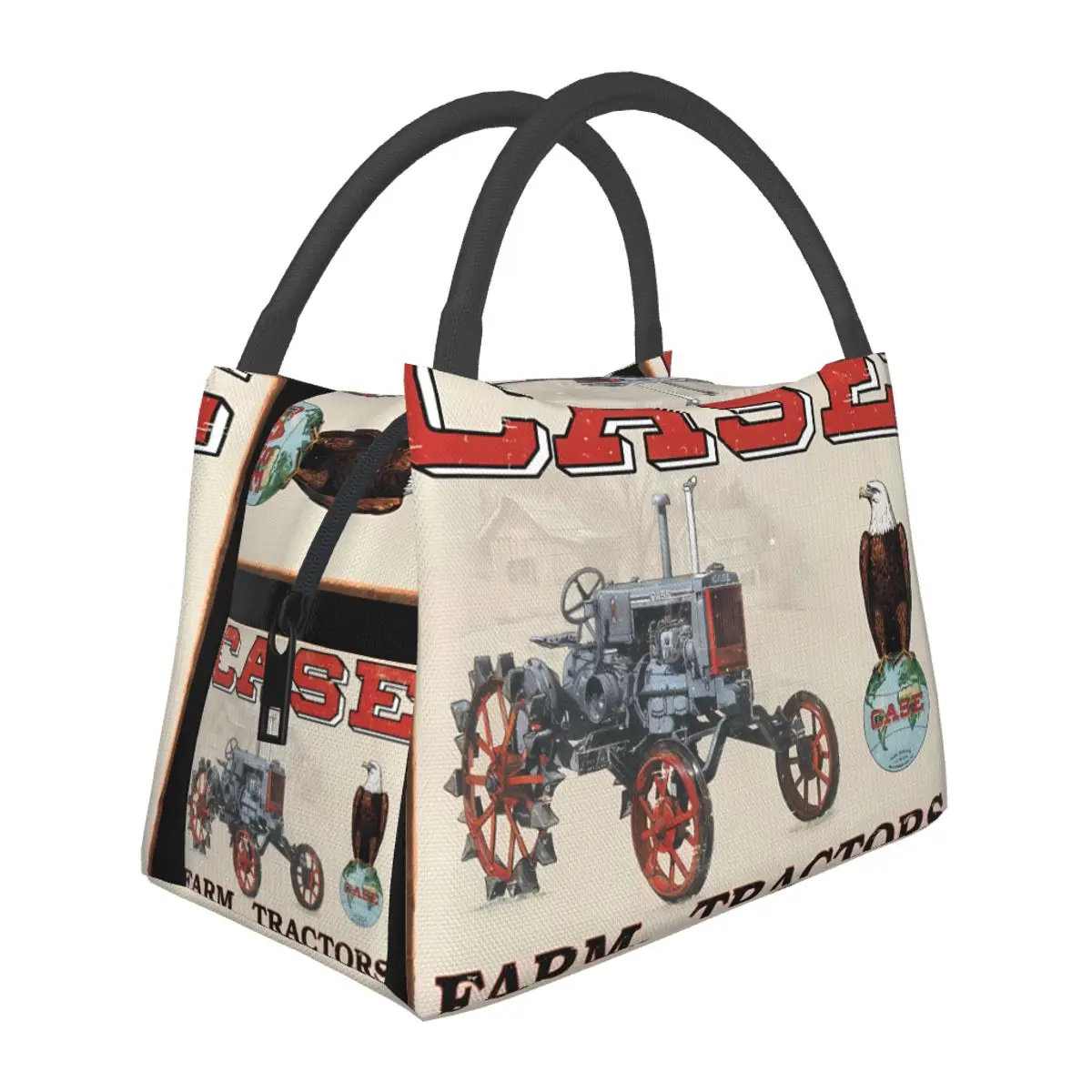 Tin Sign Case Tractor Portable insulation bag for Cooler Thermal Food Office Pinic Container
