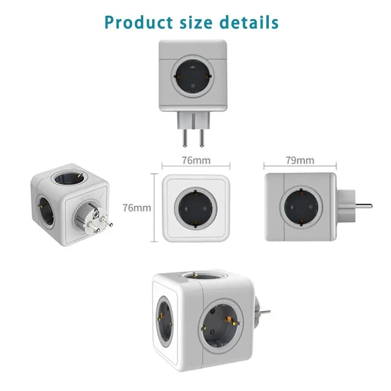 Multi EU Power Strip 5 AC Outlets 3680W Adapter For Home Office power strip