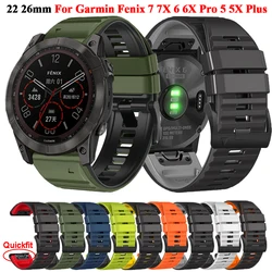 22 26mm Silicone QuickFit Watch Band For Garmin Fenix 7 7X 6 6X Pro 5 5X Plus 3 3HR Strap Epix Gen 2 Replacement Bracelet Belt