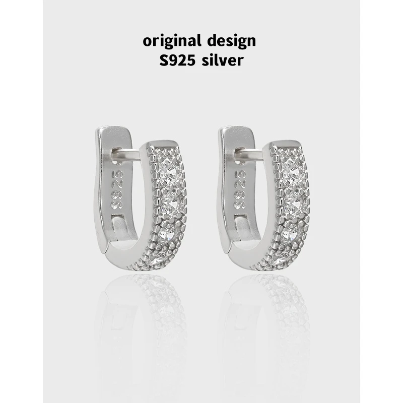 

Original S925 sterling silver U-shaped inlaid zircon earrings for women fashion luxury banquet high jewelry