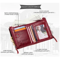 CONTACT'S Fashion Genuine Leather Women Wallet Bifold Card Holder Coin Purse Small Women's Purse Money Clip Men Pocket Wallets - Image 5