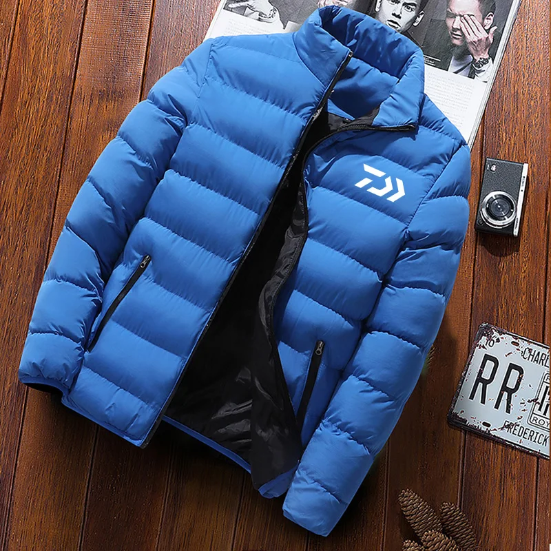 

2024 Men's Handsome New Warm Parka Winter Casual Men's Coat Solid Standing Collar Men's Windproof Cotton Jacket