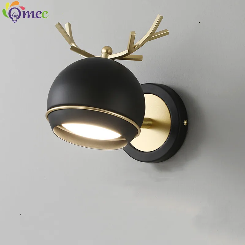OMEE Nordic LED Wall Lights With Switch Fashion 7W White Black Wall Lamp Fixture Corridor Aisle Beside Lighting Art Deco Sconce