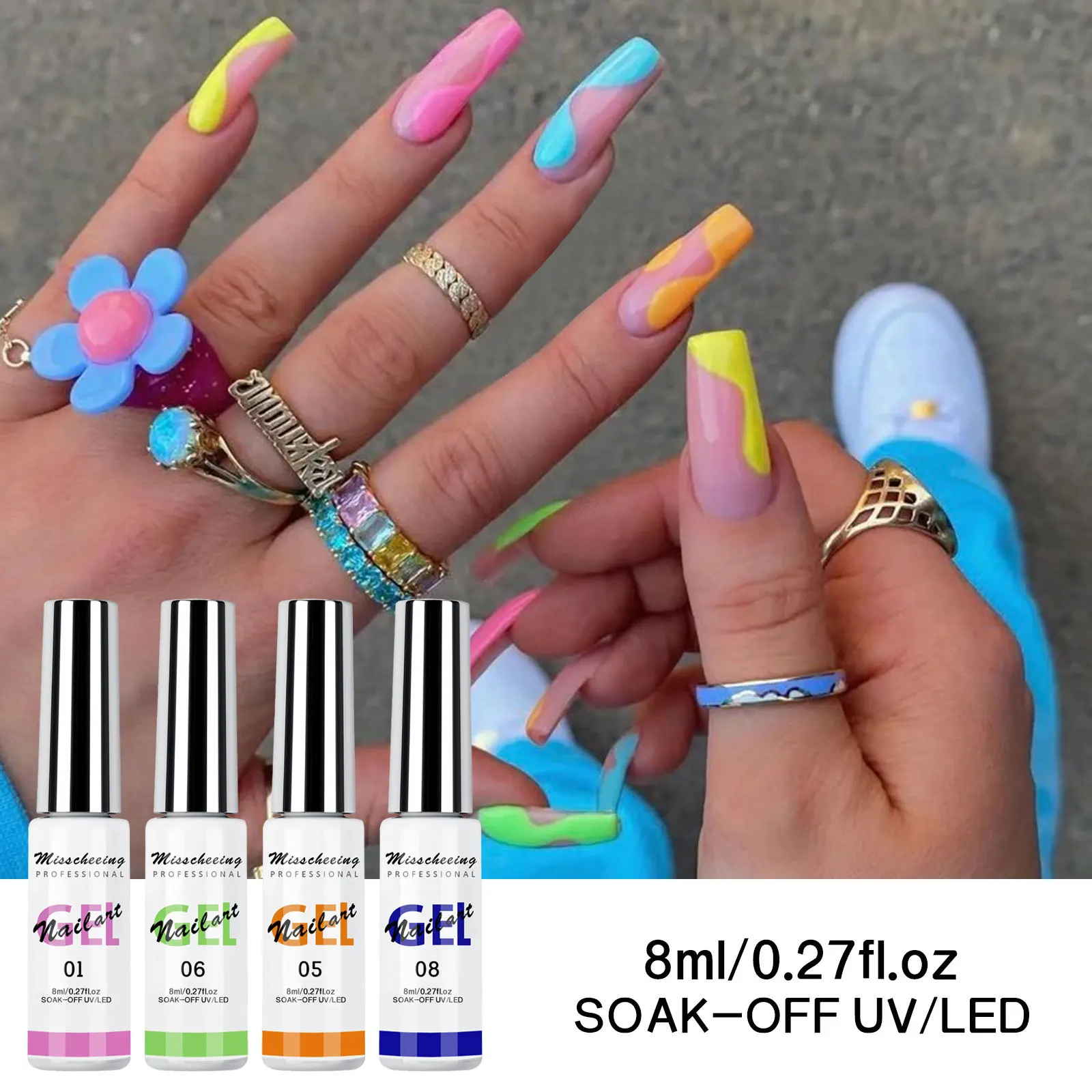 12Pcs Linie Gel Nagellack Set Semi Permanent UV Gel für DIY Malerei Zeichnung Maniküre Lack Nail Art Liner Gel Gebürsteter Kleber – Detail 8
