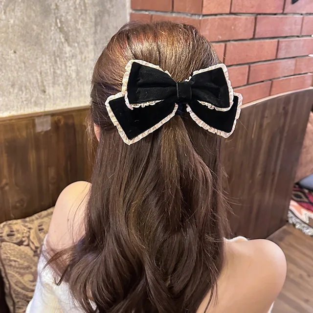 Accessories Hair Bow Black, Black Velvet Hair Bow Clip