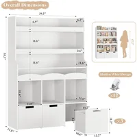 55.3" H Kids Bookshelf with Toy Storage Organizer, Tall Book Shelf with 3 Movable Toy Storage Bins, Large Kids Bookcase 2