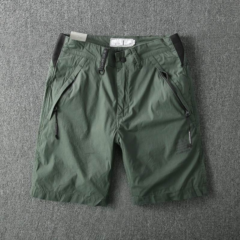 

Summer lightweight breathable thin outdoor quick drying casual shorts men's micro elastic sports zipper pocket pants in five