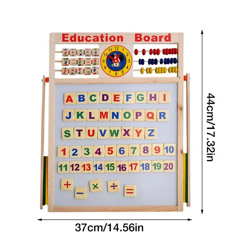 Wooden Kids Easel Drawing Board Double-Sided Toddler Drawing Chalkboard Magnetic Dry Erase Board With Abacus Bracket Type Wooden