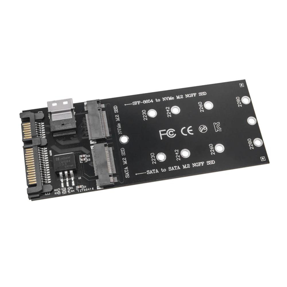 M.2 to SATA 어댑터 SFF-8654, M2 NVME SSD 22 핀, SATA to M2 확장 카드, 2 in 1 콤보 어댑터, 메인보드에 적합