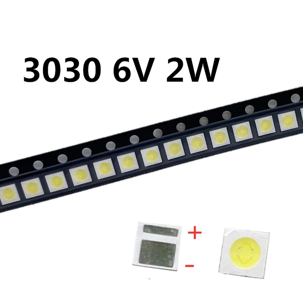 50-Pack High Power LED Backlight, 2W 3030, 6V, White,