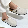 Shiny Rhinestones Outdoor Slippers Women's Shoes 2024 Summer Trend Luxury Platform Sandals Black Buckle Cork Clog Luxury Mules 4