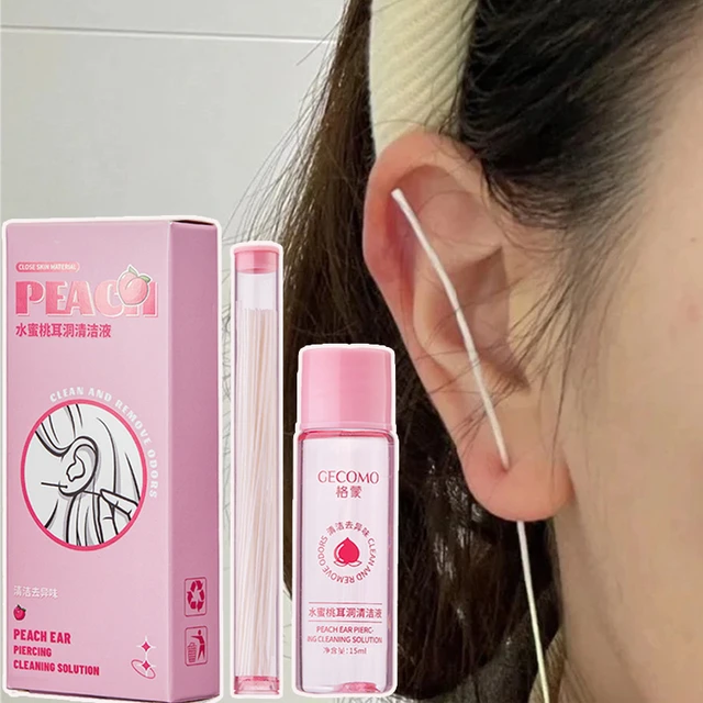 Disposable Peach Ear Hole Cleaning Set 15ml Safe Ear Piercing Cleaning  Solution Hygiene Mint Flavour Ear Hole After Care Cleaner - Makeup Tool  Kits - AliExpress