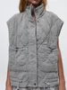 ZBZA Women's Autumn New Patch Pocket Stand-up Collar Sleeveless Padded Vest Coat Warm Cotton Tank Coat Female Padded Waistcoat 3