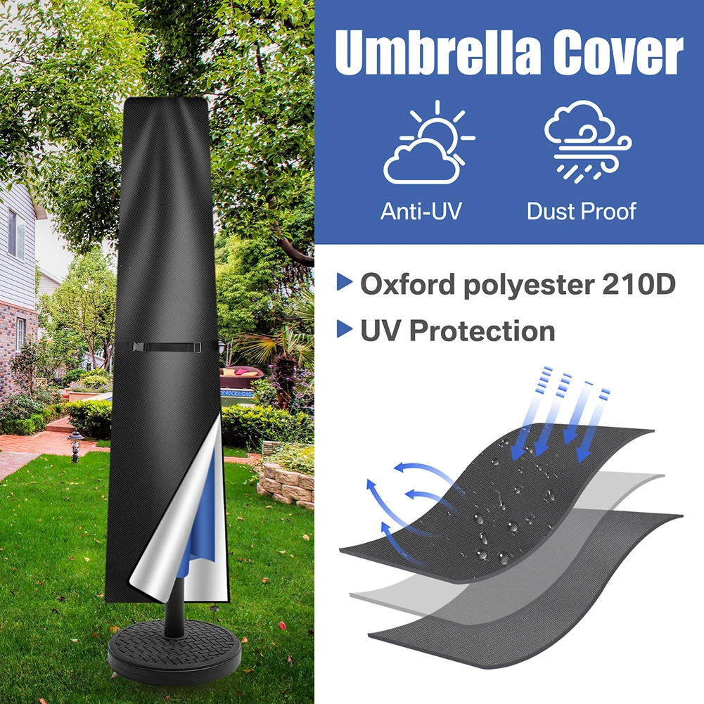 Patio umbrella cover Waterproof Windproof Anti-UV Zip 210D Oxford fabric for umbrella cover