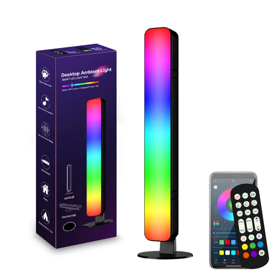 데스크탑 RGB 음성 제어 바 음악 분위기 조명 지능형 원격 제어 색상 변경 다기능 LED 장식